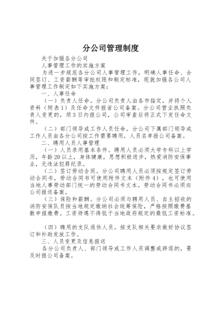 分公司管理规章制度细则