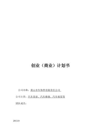 汽车美容、租赁、维修行业创业策划书