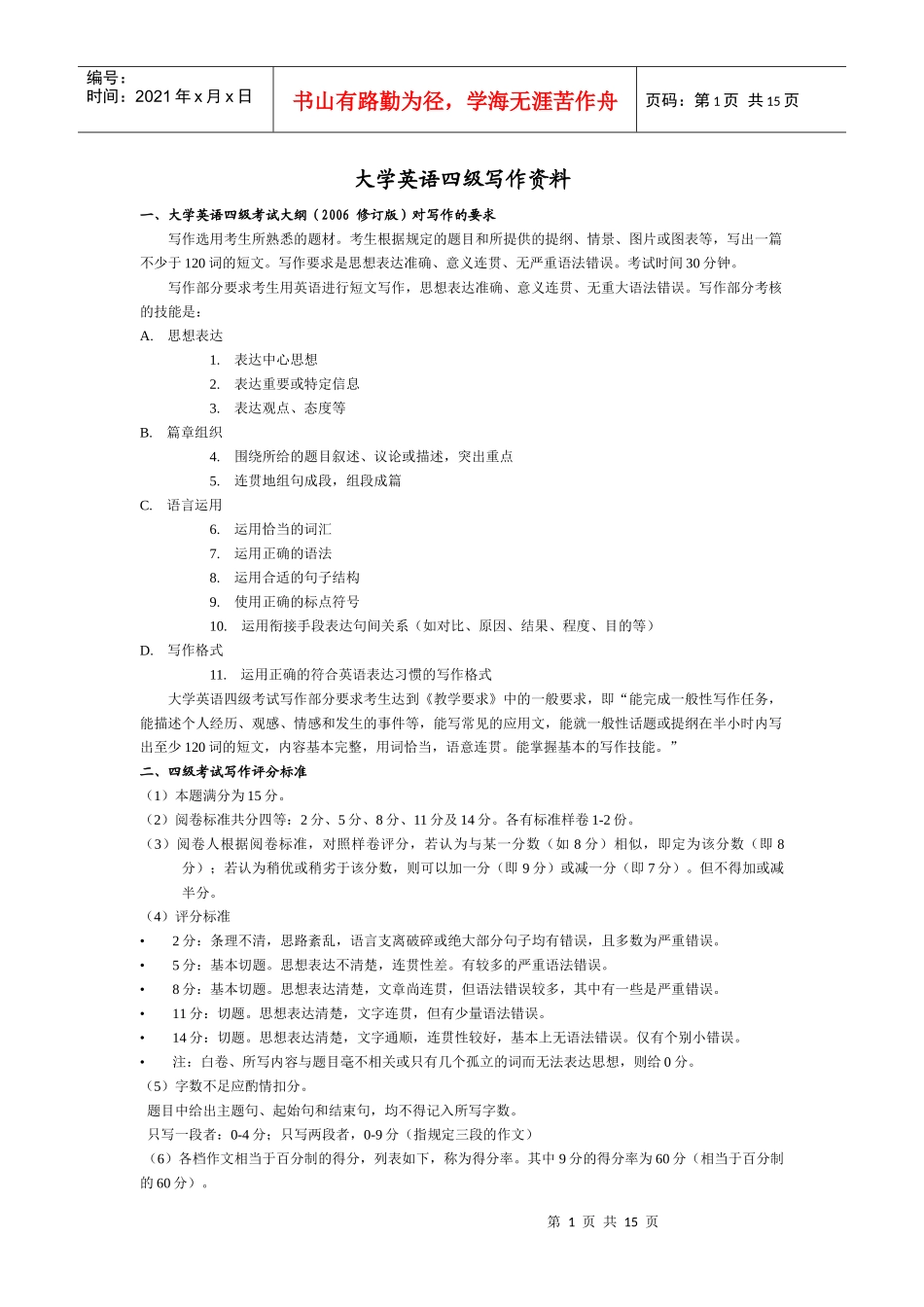 现代大学英语四级写作资料_第1页