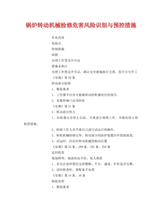 《安全技术》之锅炉转动机械检修危害风险识别与预控措施 