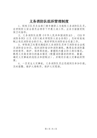 义务消防队组织管理规章制度 