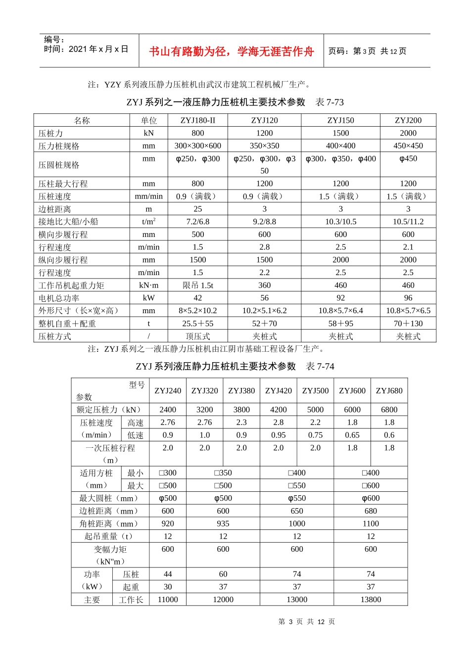 建筑施工手册系列之地基处理与桩基工程 7-2-5 静力压桩施工_第3页