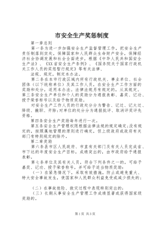 市安全生产奖惩规章制度 