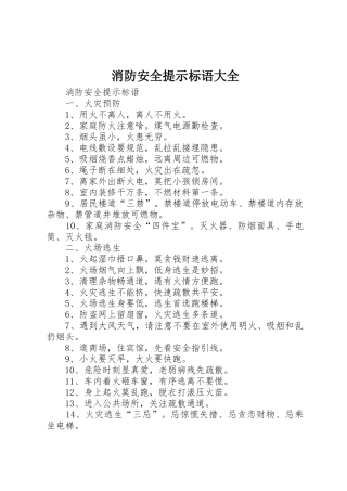 消防安全提示标语
