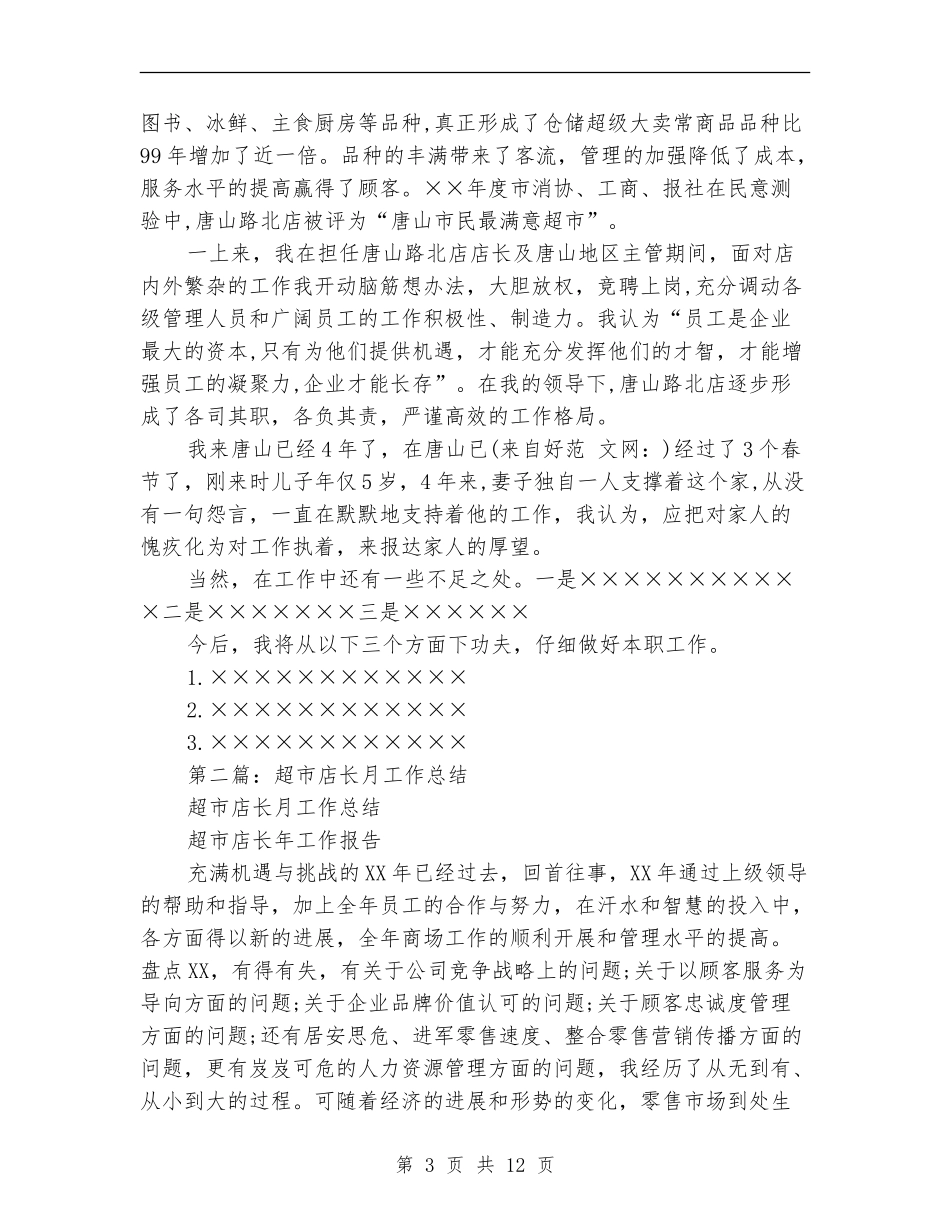 超市店长半年工作总结_第3页