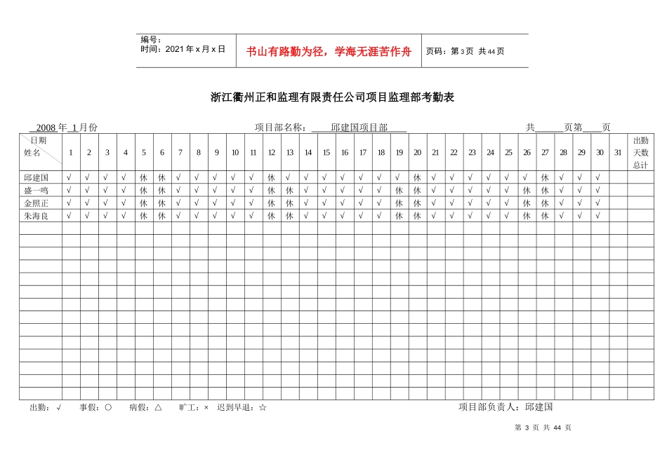 施工单位主要管理人员监理考核表_第3页