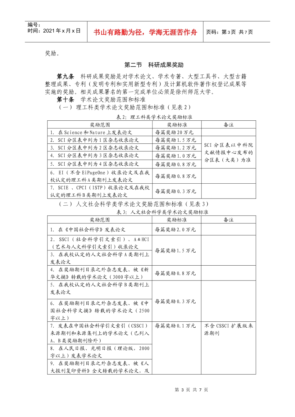 徐州师范大学科研奖励制度_第3页
