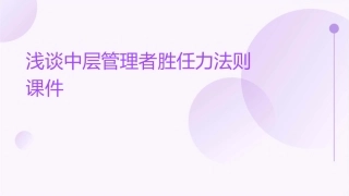 浅谈中层管理者胜任力法则课件