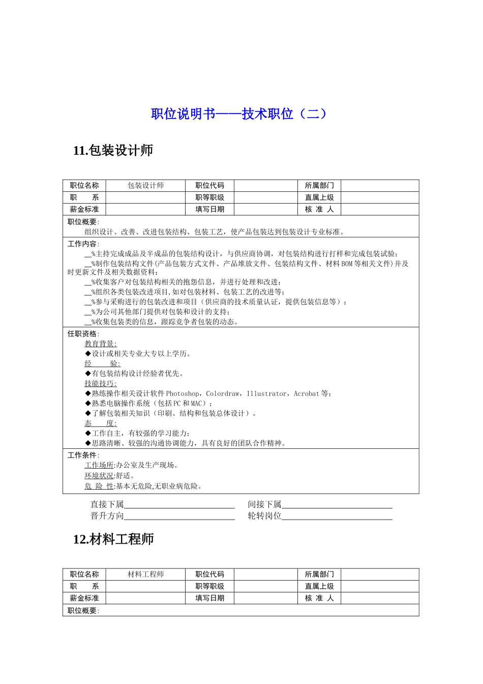 职位说明书——技术职位2_第1页