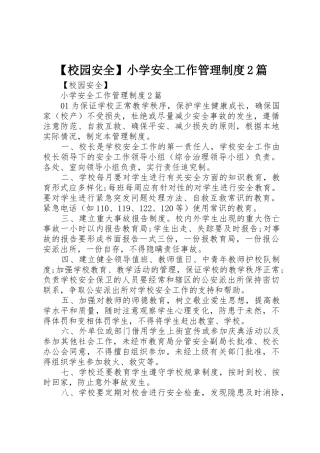 校园安全小学安全工作管理规章制度2篇