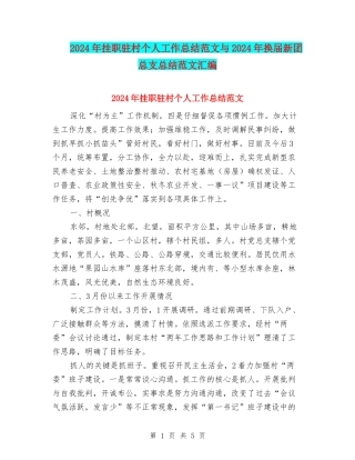2024年挂职驻村个人工作总结范文与2024年换届新团总支总结范文汇编