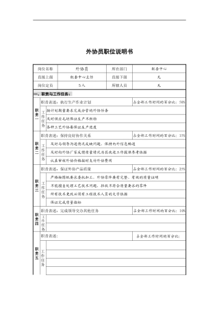 配套中心外协员岗位说明书
