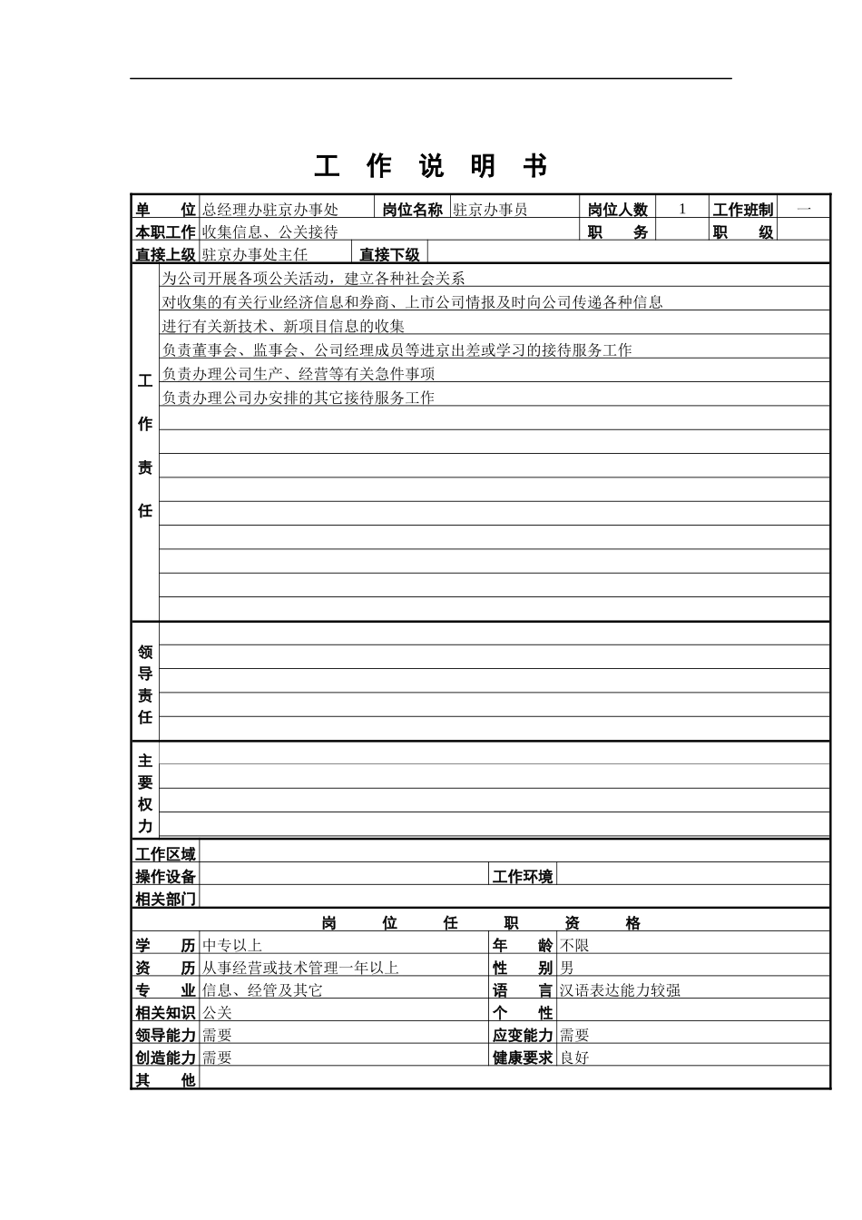 驻京办事员工作说明书_第1页