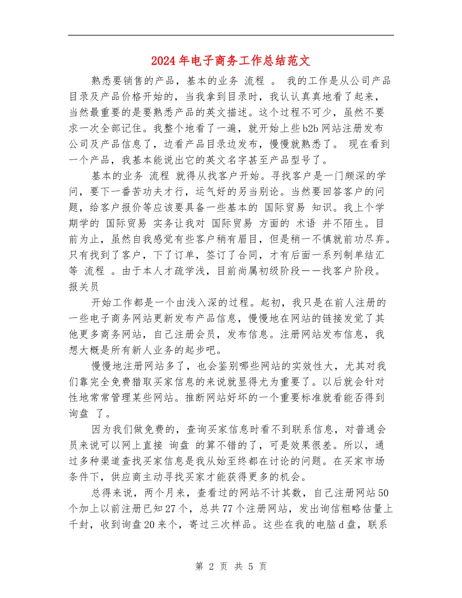 2024年电子商务工作总结范文_第2页