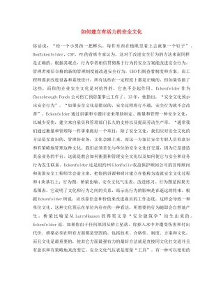 《安全文化》之如何建立有活力的安全文化 