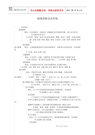 植物类群及其环境