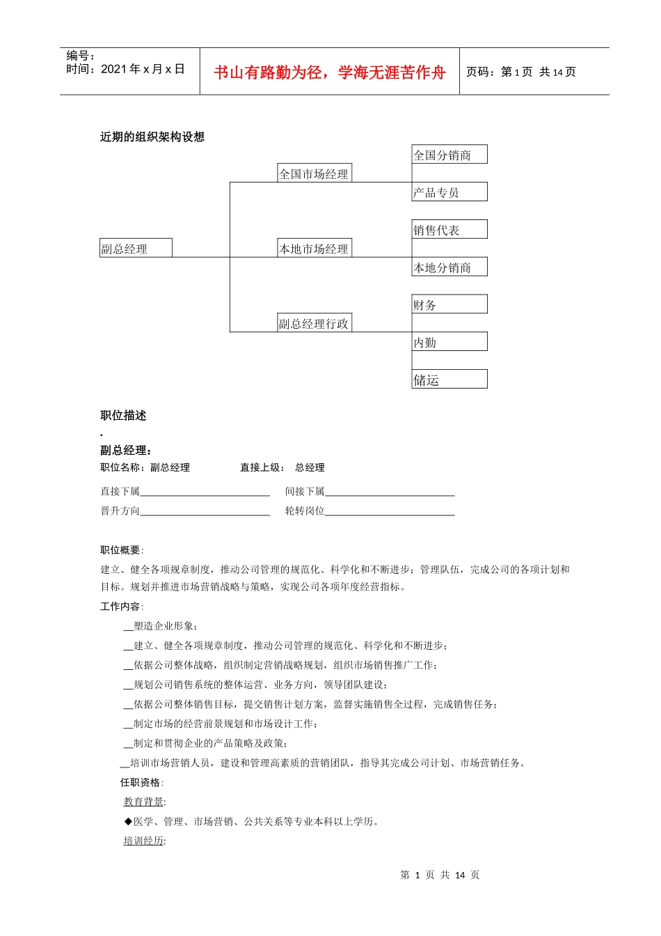 组织架构设想及职位描述_第1页