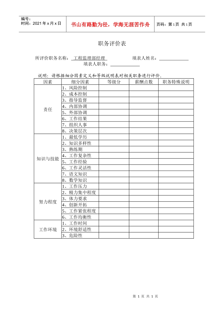 职务评价表11_第1页