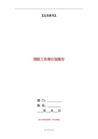 消防工作周计划报告
