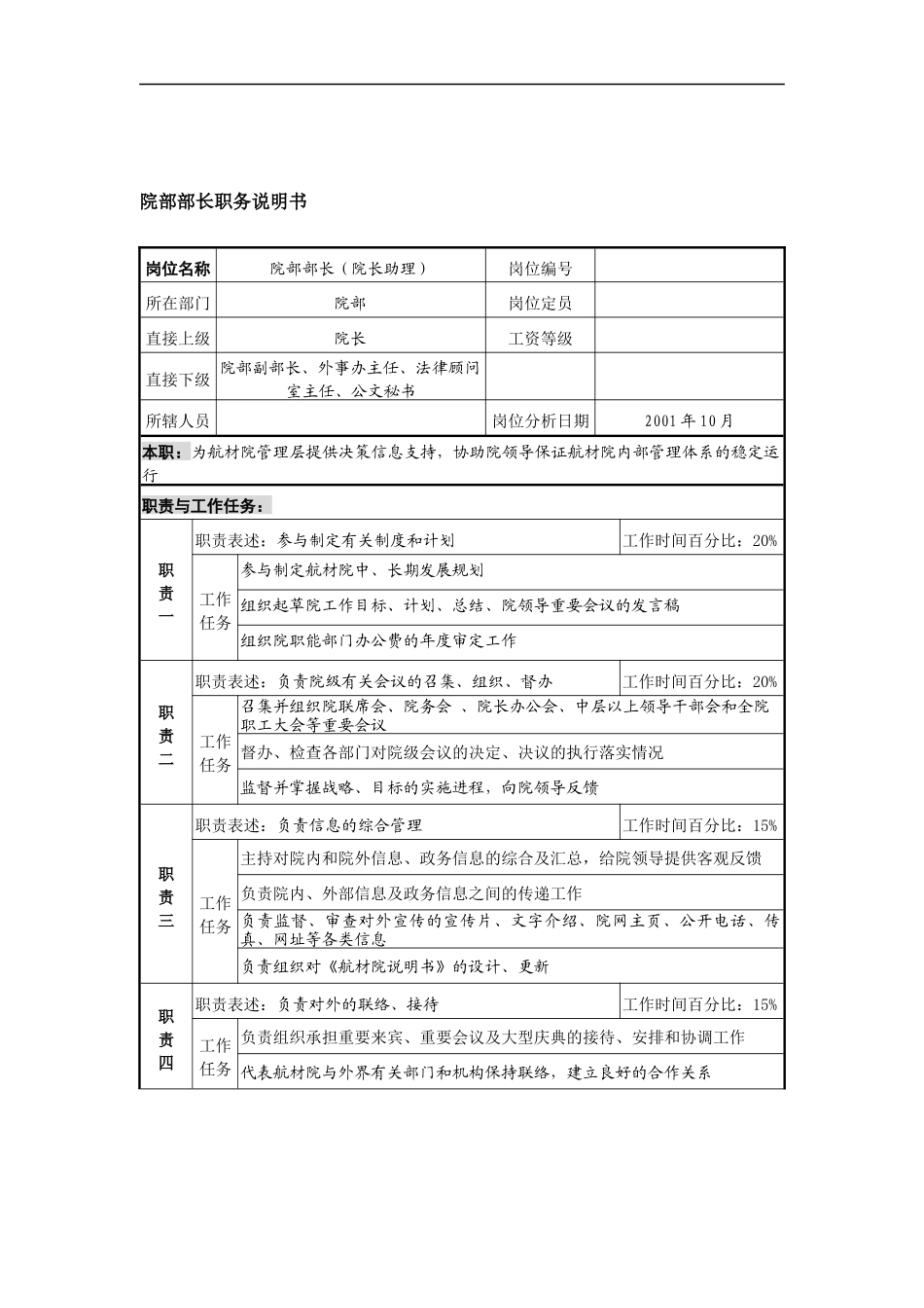航材院院部部长职务说明书_第1页