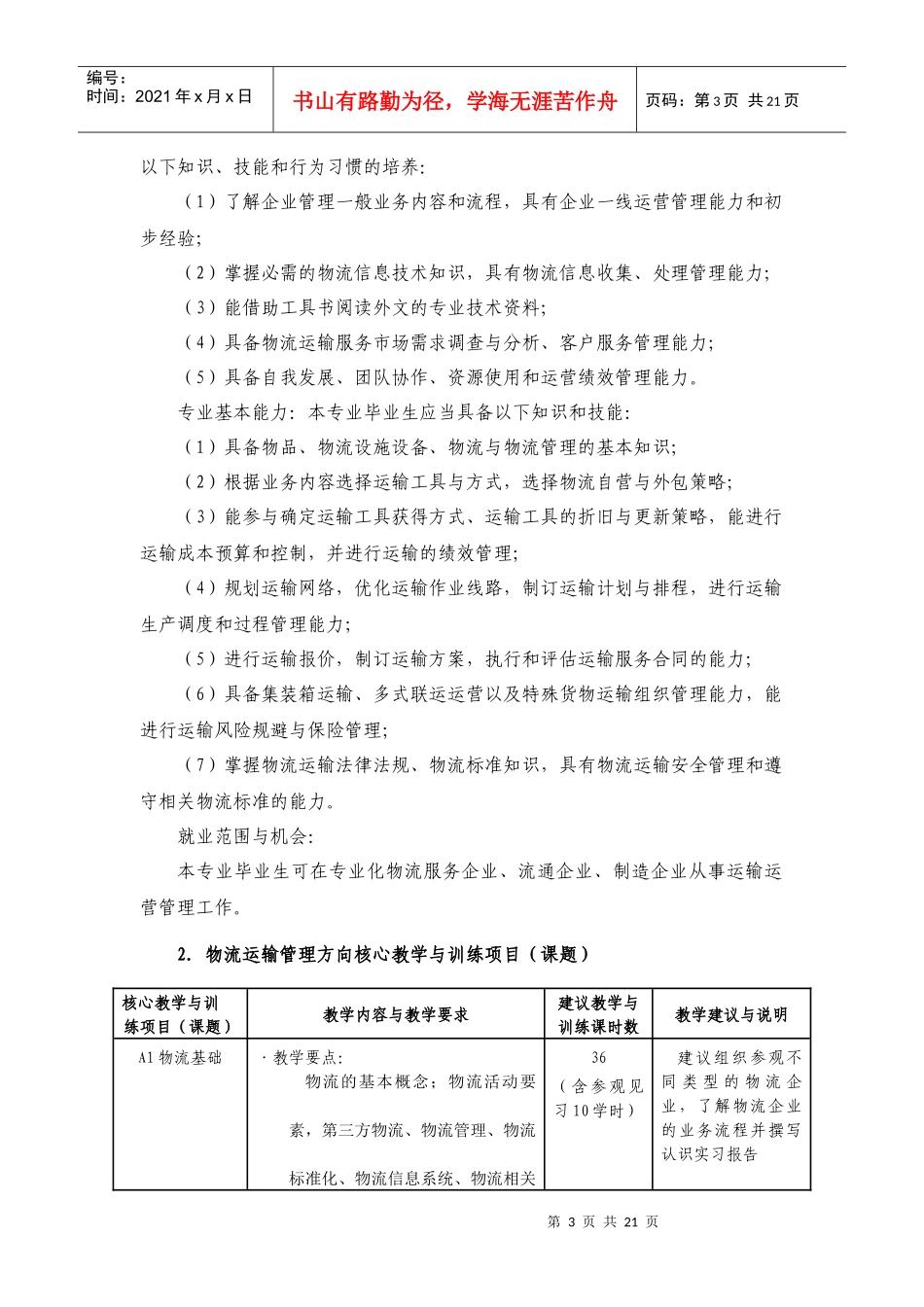 物流管理专业紧缺人才培养指导方案_第3页