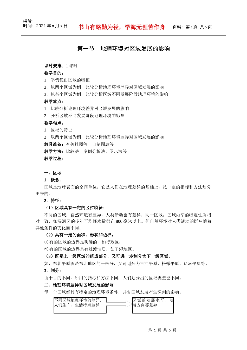 第1节地理环境对区域发展的影响》教案2-第一节地理环境对_第1页
