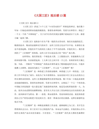 《大国工匠》观后感13篇 