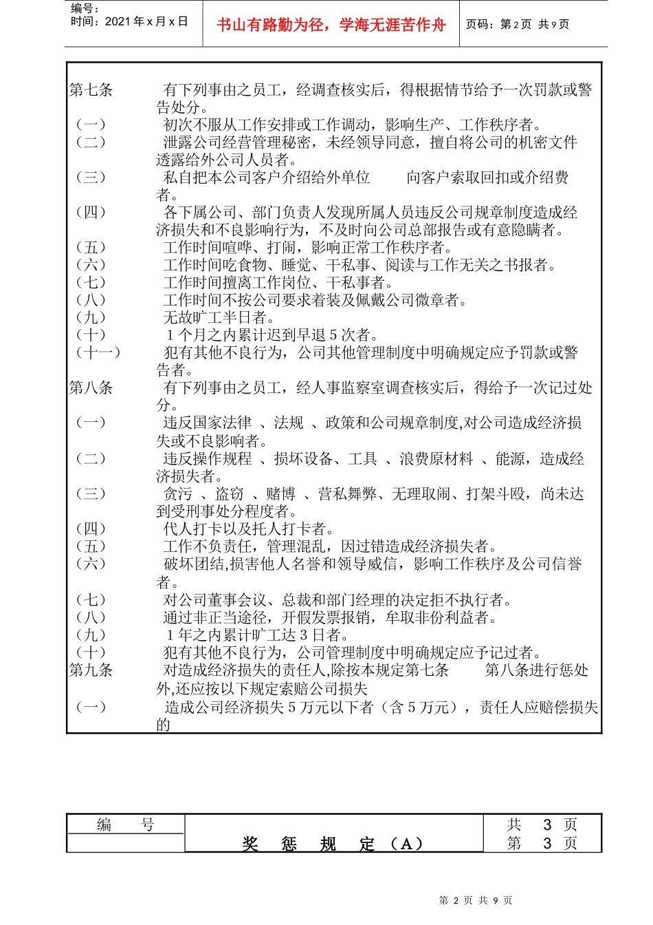 某公司员工奖惩规定与标准_第2页