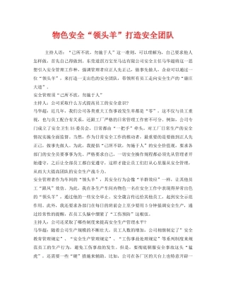 《安全文化》之物色安全“领头羊”打造安全团队 