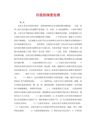 《安全环境-环保技术》之污泥的深度处理 