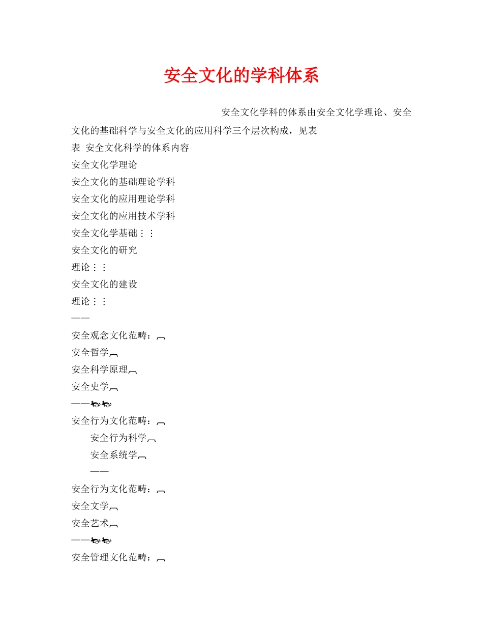 《安全文化》之安全文化的学科体系 _第1页