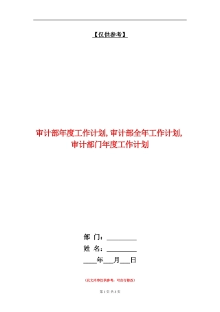 审计部年度工作计划