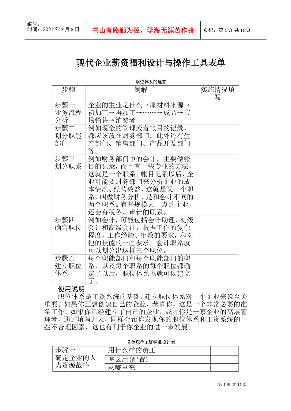 现代企业薪资福利设计及系列表单_第1页