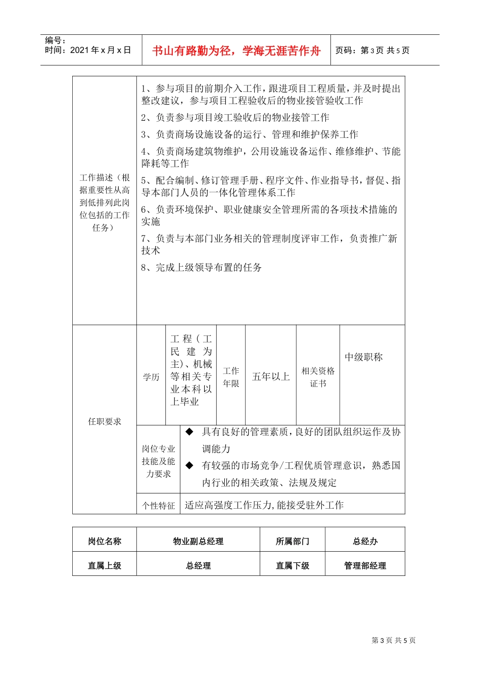 总经办岗位说明书(DOC5页)_第3页