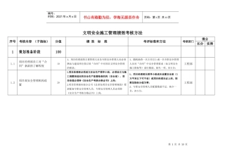 文明安全施工管理绩效考核指标