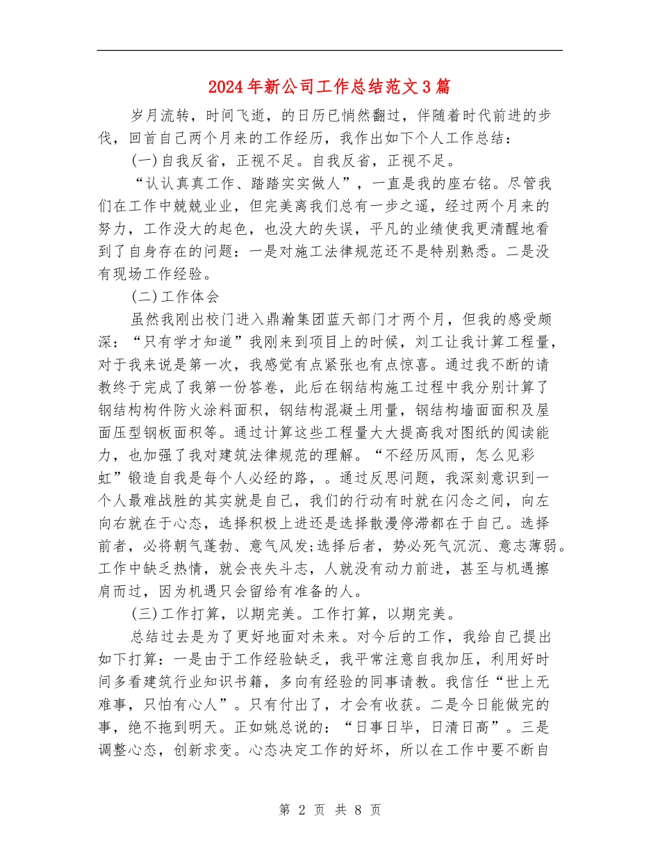 2024年新公司工作总结范文3篇_第2页