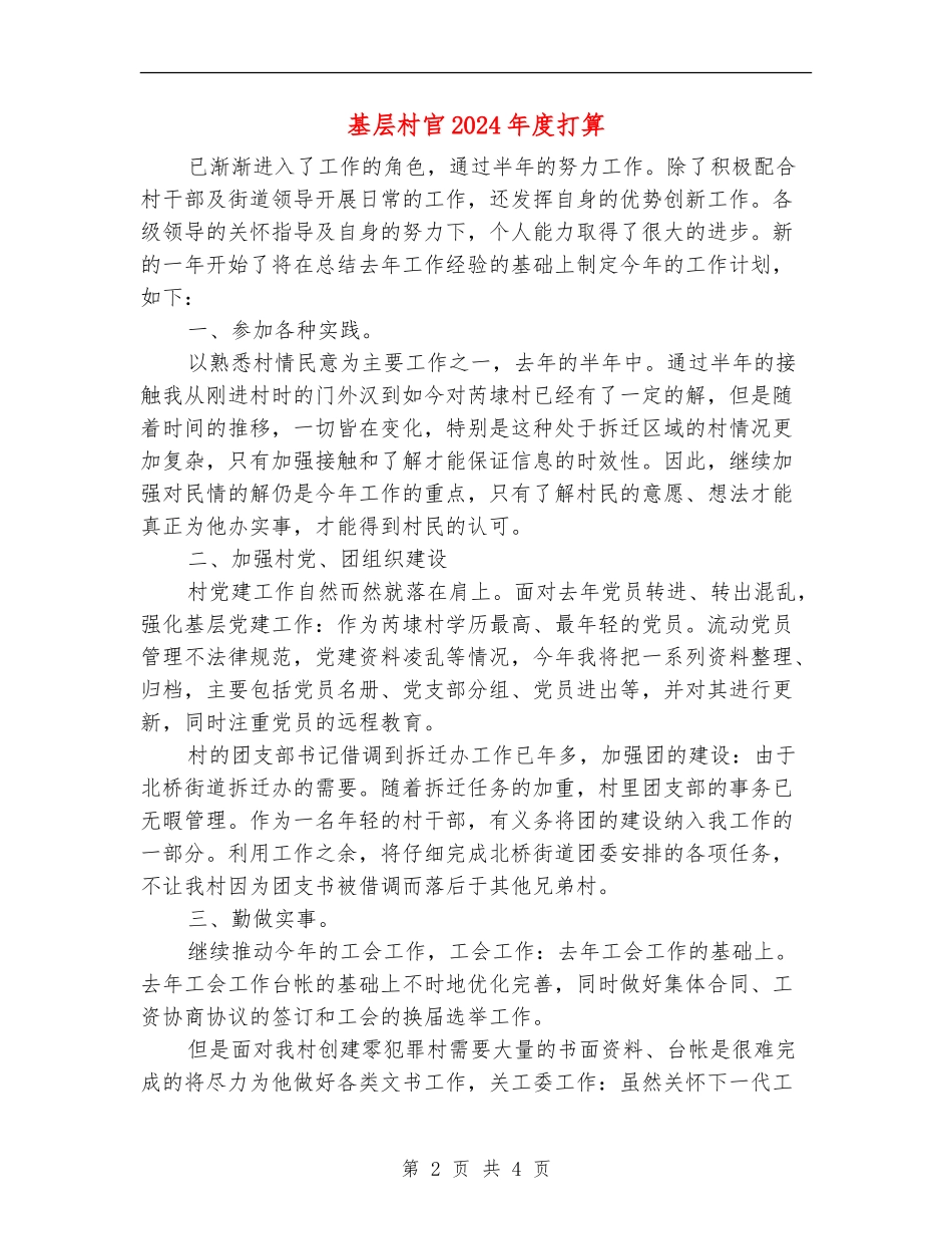 基层村官2024年度打算_第2页