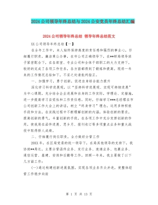 2024公司领导年终总结与2024公安党员年终总结汇编