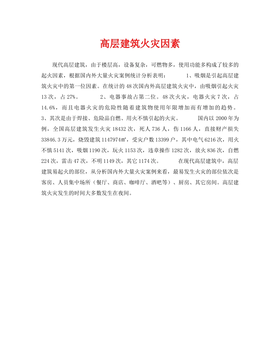 《安全技术》之高层建筑火灾因素 _第1页