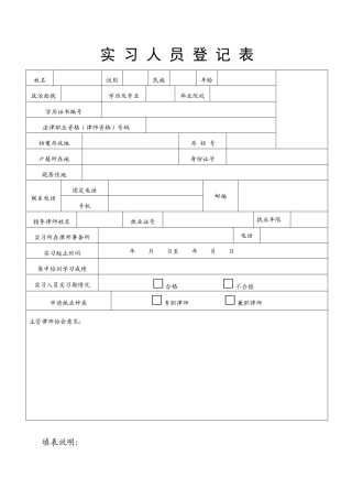 申请律师执业人员实习备案用表