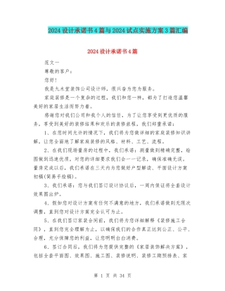 2024设计承诺书4篇与2024试点实施方案3篇汇编