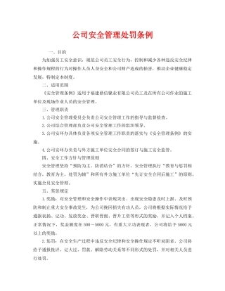《安全管理制度》之公司安全管理处罚条例 