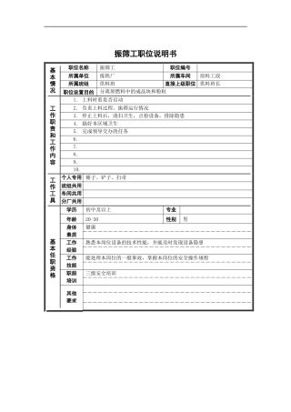 振筛工岗位说明书