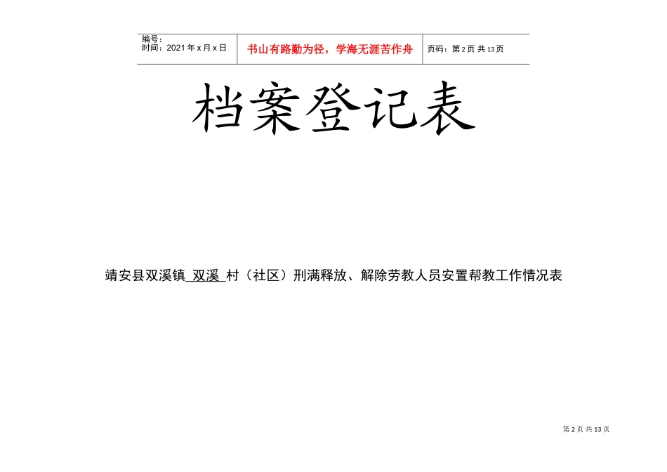 某某镇回籍人员档案登记表_第2页