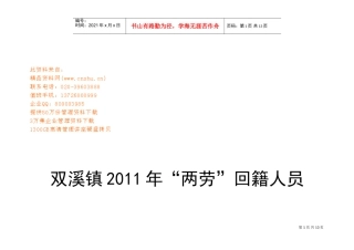某某镇回籍人员档案登记表