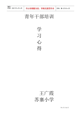 青年干部培训班学习心得