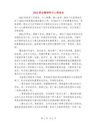 2024两会精神学习心得体会