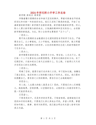 2024年师无附小开学工作总结