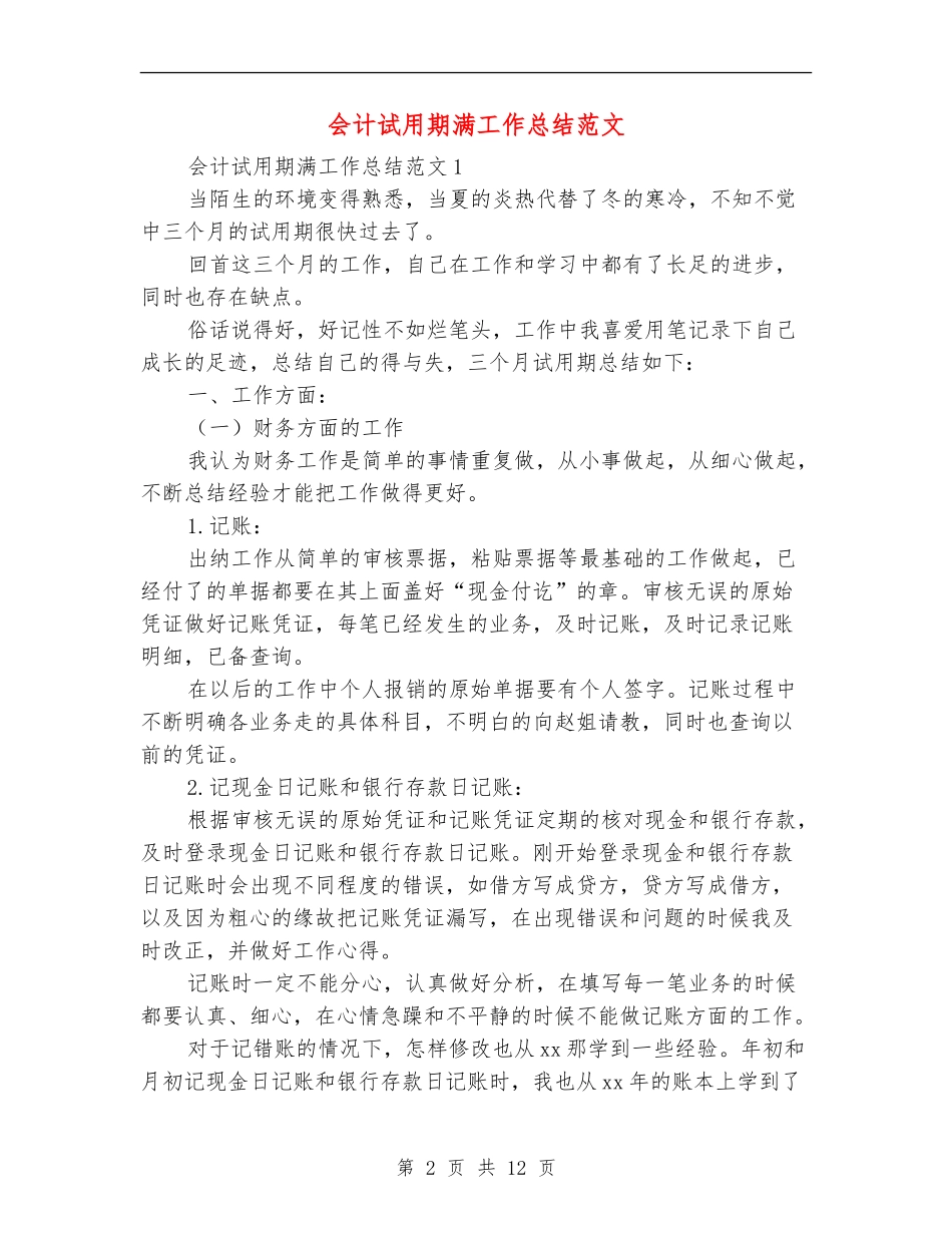会计试用期满工作总结范文_第2页