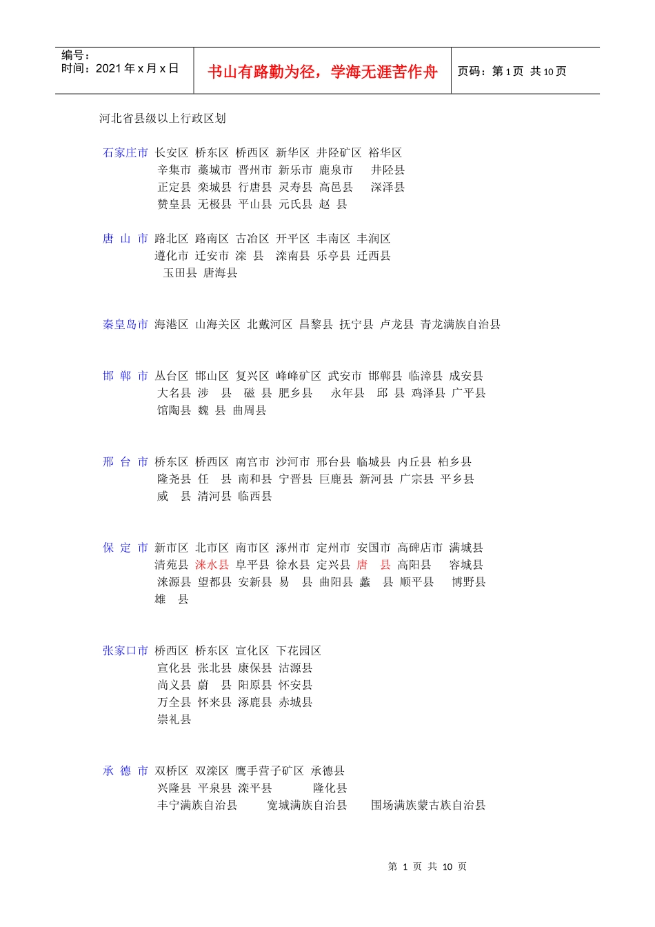 河北省县级行政区划_第1页